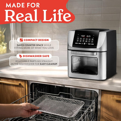 Air Fryer - 14 Qt All-In-One Rotisserie Oven with Digital Display, 12 Presets, Roast, Bake, Broil, Dehydrate, Dishwasher Safe Accessories, Stainless Steel5