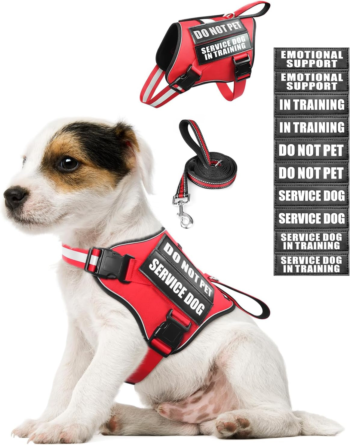 service-dog-vest-harness-and-leash-set-10-patches-no-pull-adjustable-reflective-dog-harness-with-soft-padded-handle-for-training-everyday-fit-small-medium-large-extra-large-dogsred-xl-no-pull-adjustable-reflective-service-dog-harness-large-sized-dog-leash-with-2-soft-padded-handles-for-training-working