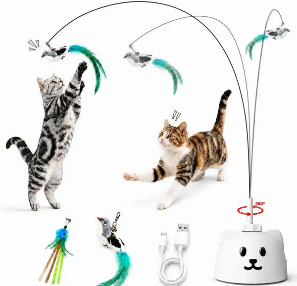 Interactive Cat Toys for Indoor Cats: Automatic Flying Bird Cat Toy with 360° Feather Wand, Strong 8Cm Suction Cup, USB Rechargeable Self-Play Cat Toy for Bored Kittens & Adult Cats10