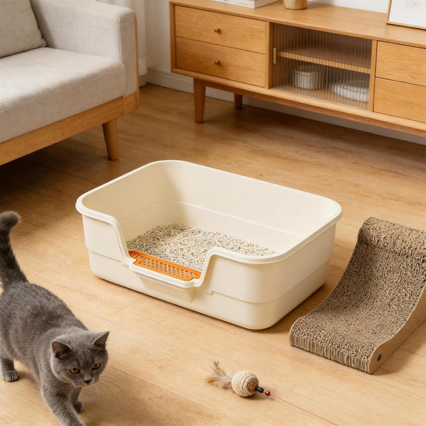 Large Cat Litter Box with Lid, Shovel, Cute Breathable Potty | Anti-Splashing Toilet,High Edges Kitty Covered Litter Boxes for Kitty Cat Litterbox for Indoor Use Cat Owners Gifts for Women6