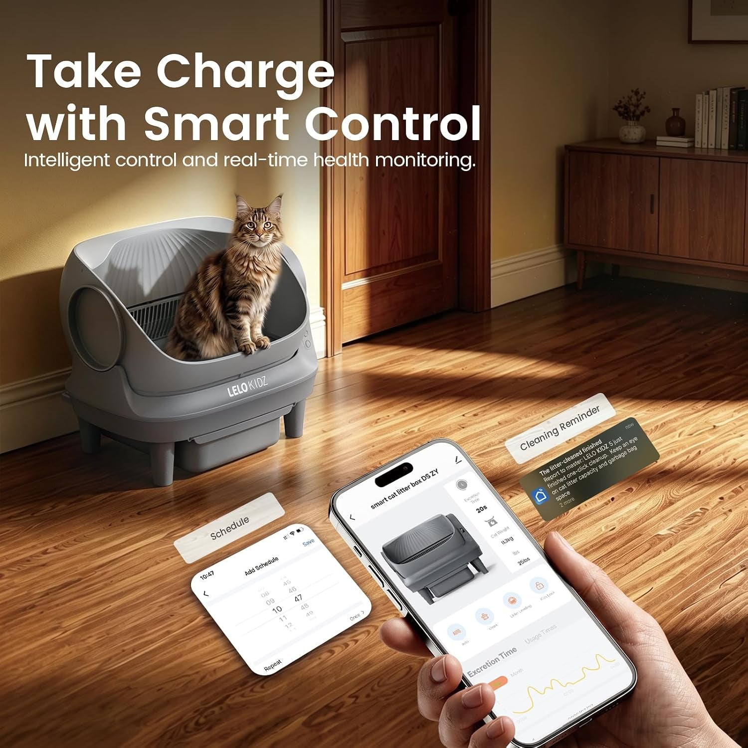self-cleaning-litter-box-open-top-105l-automatic-litter-box-for-multiple-cats-app-control-safety-sensor-anti-pinch-includes-mat-liner-gray