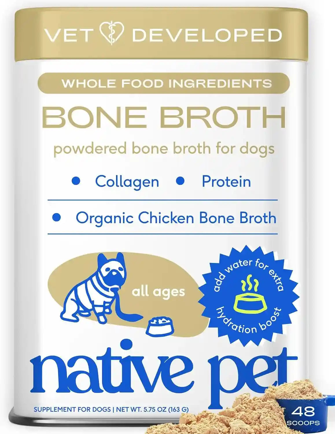native-pet-bone-broth-for-dogs-made-with-real-beef-bone-broth-dog-food-toppers-for-picky-eaters-provides-extra-hydration-nutrition-for-joint-strength-immunity-heart-health-48-scoops