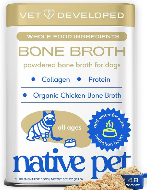 Native Pet Bone Broth for Dogs - Made with Real Beef Bone Broth, Dog Food Toppers for Picky Eaters - Provides Extra Hydration & Nutrition for Joint Strength, Immunity & Heart Health-48 Scoops10