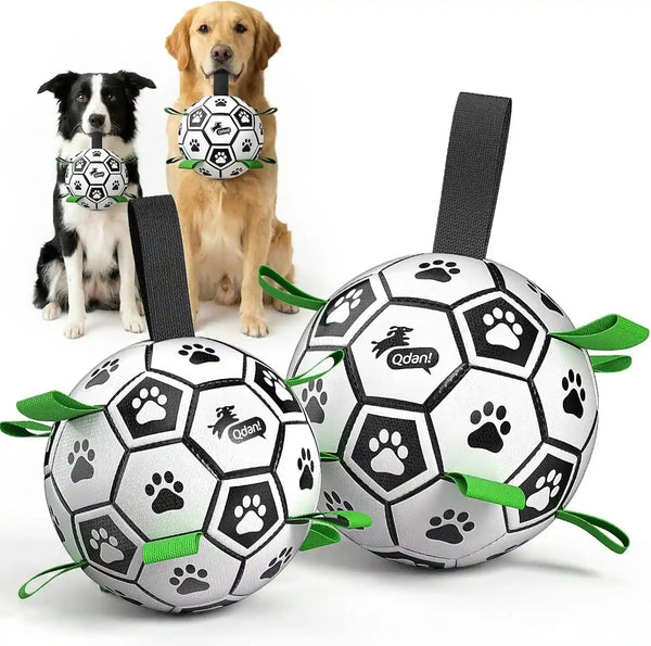 QDAN Dog Toys Dog Balls, 6 Inch Dog Soccer Ball with Straps, Herding Balls | Dog Birthday Toy, Balls for 20-40Lbs Dogs, Outdoor Puppy Toys to Keep Them Busy, Interactive Toy for Tug, Pool Water Toy Ball13