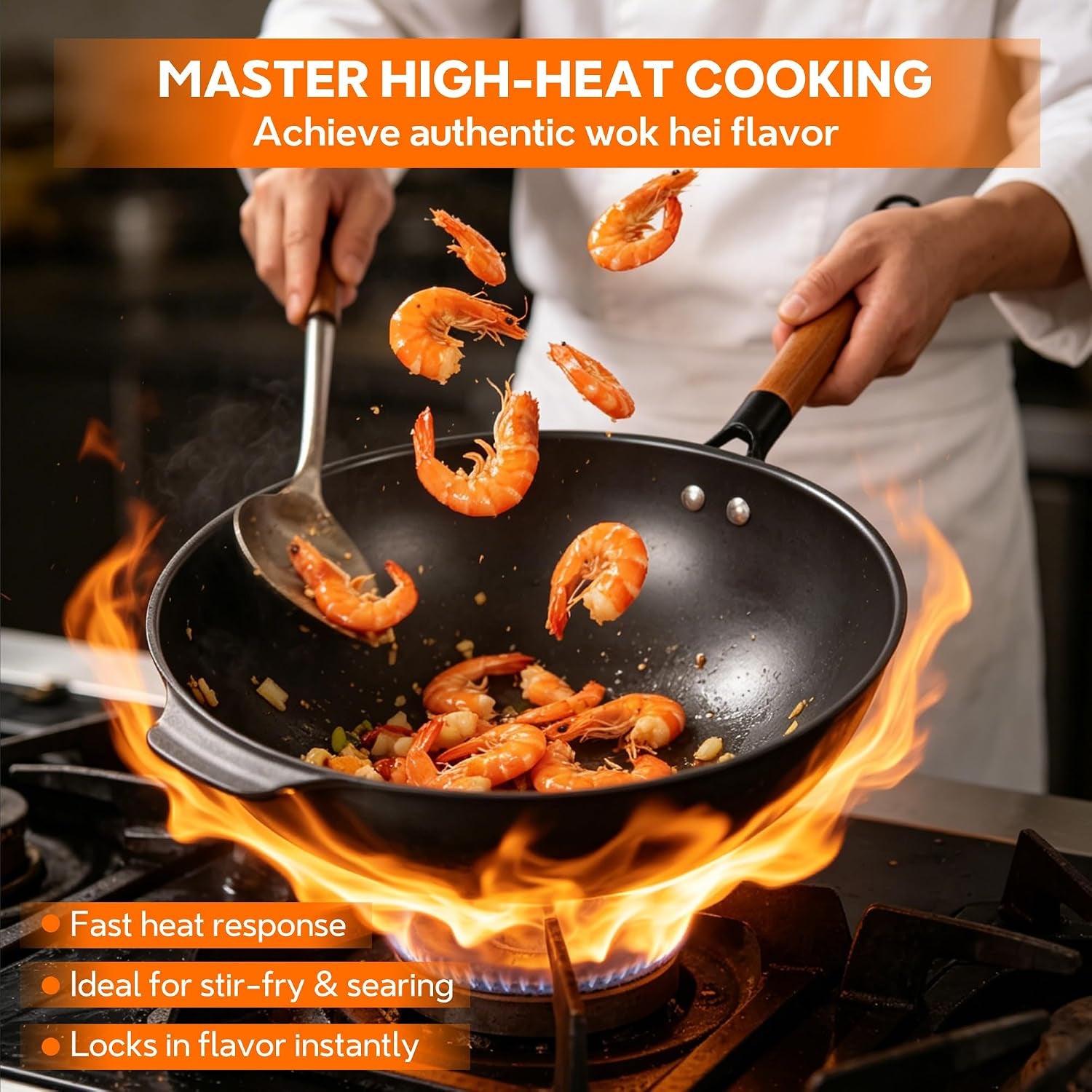 11-8-inch-carbon-steel-wok-pre-seasoned-with-advanced-nitriding-technology-flat-bottom-stir-fry-pan-lightweight-nonstick-surface-all-cooktops-compatible-for-stir-fry-pan-fry-steam-bbq-camping