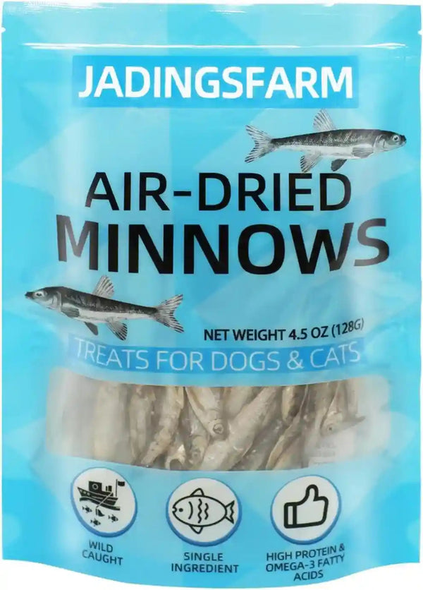 Minnows Dog Treats, Single Ingredient Dried Minnows for Dogs & Cats, Air Dried, Grain-Free, High-Protein, 100% Natural Premium Cat & Dog Treats 4.5 Oz1