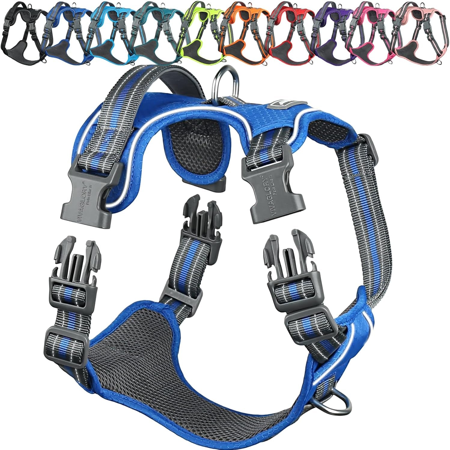 vivaglory-no-pull-dog-harness-vest-harness-l-orange-patterned-with-handle-front-and-back-clip-for-training-pulling-no-pull-escape-proof-padded-adjustable-for-pet-puppy