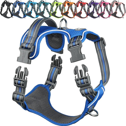 VIVAGLORY No Pull Dog Harness Vest Harness, L, Orange - Patterned | with Handle Front and Back Clip for Training & Pulling, No Pull & Escape Proof Padded Adjustable for Pet Puppy18