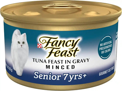 Purina Fancy Feast Senior Wet Cat Food 7 Years plus Tuna Feast in Gravy Minced - (Pack of 24) 3 Oz. Cans1