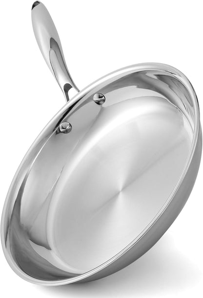Tri-Ply Stainless Steel Frying Pan 10 Inch，Non-Toxic PFAS, PFOA & PTFE Free, Compatible with All Cooktops & Induction Safe, Oven Safe Pan for Searing & Sautéing1