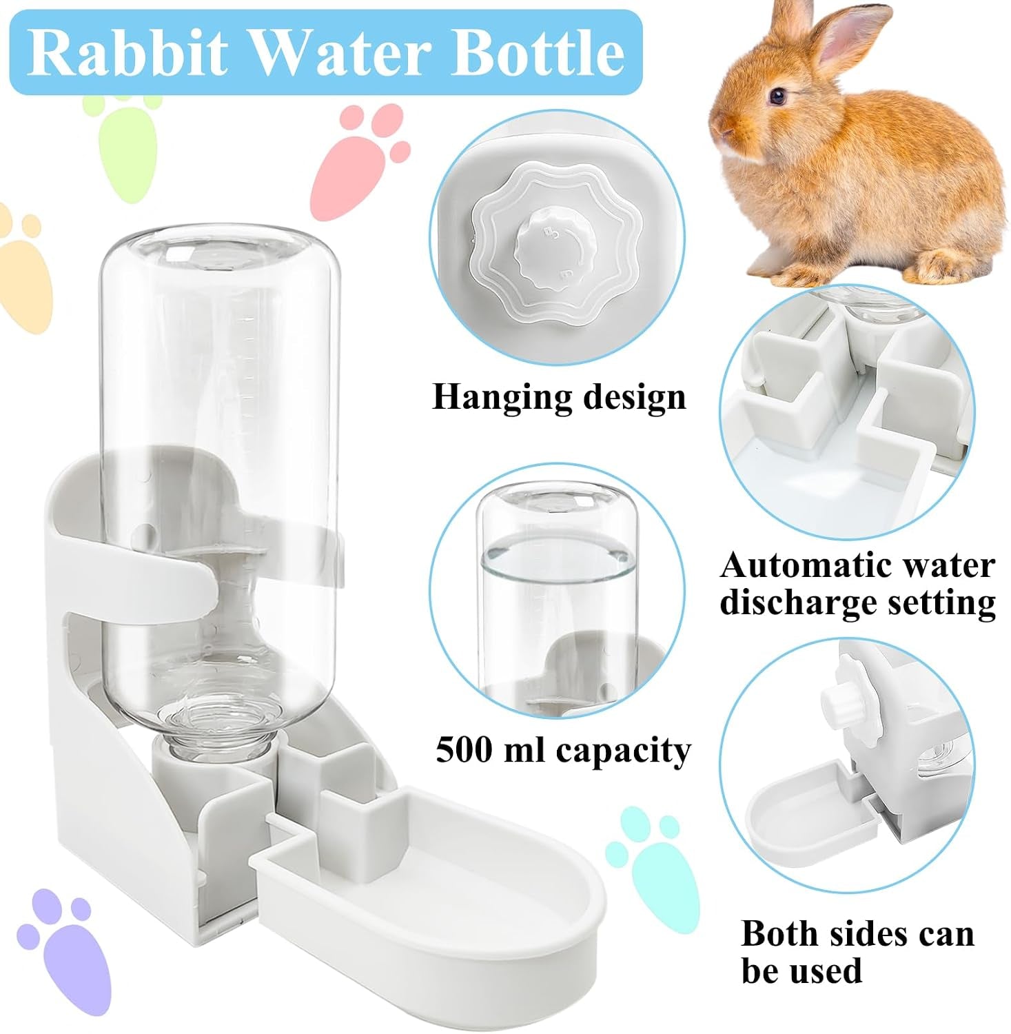 kathson-rabbit-water-dispenser-for-cage-17-oz-hanging-guinea-pig-water-bottle-no-drip-gravity-automatic-bunny-water-bottle-no-leak-small-animal-water-bottle-for-chinchilla-ferret-hamster-white