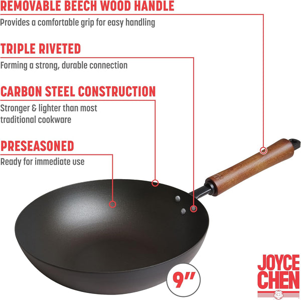 Joyce Chen Classic Series 9.5-Inch Preseasoned Carbon Steel Stir Fry Pan2