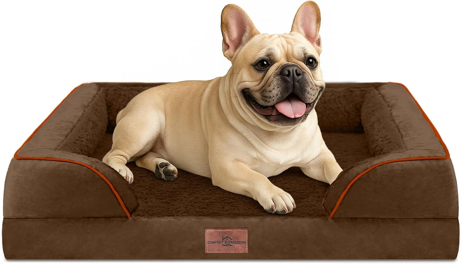 comfort-expression-orthopedic-dog-bed-for-extra-large-dogs-with-bolster-waterproof-dog-couch-bed-with-washable-cover-non-slip-bottom-supportive-egg-crate-foam-xl-pet-bed-42x30-inch