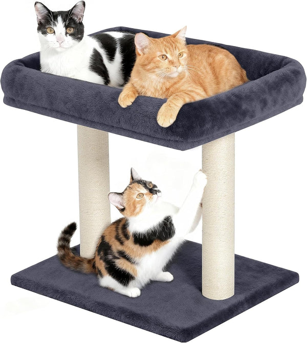 19" Small Cat Tree with Scratching Post for Indoor Cats with Perch | Dark Gray, Removable 19"×15.8" Perch Bed, Dual Natural Sisal Scratcher,Small Cat Tower,Space-Saving1