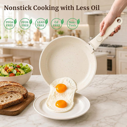 21Pcs Nonstick Pots and Pans Set with Detachable Handles, Oven Safe | Stackable Granite Cookware Set for Rvs, Camping, Induction Compatible, Non-Toxic Pfoa/Pfos-Free3
