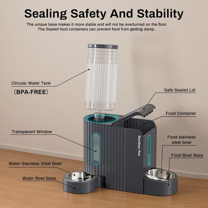 Gardner Pet Automatic Gravity Cat Food Feeder and Water Dispenser Stainless Steel Two-In-One Set Large Capacity Dispenser for Pets Dogs, Puppies, Kittens-(0.8 Gallons X 2)8