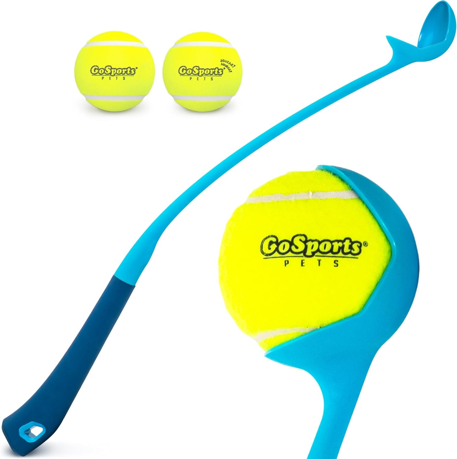 gosports-pets-24-inch-dog-ball-launcher-ergonomic-tennis-ball-thrower-for-dogs-20-lbs-includes-tosser-and-2-2-5-inch-balls-for-fetch