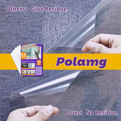 Polamg Cat Scratch Furniture Protector, 12-Pack Clear Sofa Guards | 12 Clear Sheets, 2 Sizes, 52 Twist Pins; Self-Adhesive, Cuttable. Not Recommended: Leather, Faux Leather, Velvet, Microfiber7