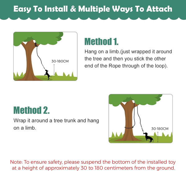 HOPET Dog Outdoor Bungee Hanging Toy, Tether Tug of War Toys for Medium to Large Dog to Exercise, Durable Interactive Tug Toy, Dog Rope Toys6