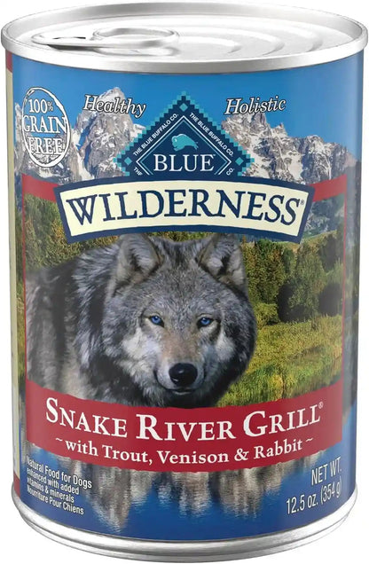 Blue Buffalo Wilderness Grain Free Adult Wet Dog Food, Beef & Chicken Grill, 32G Protein per Can, 12.5 Oz. Can (Pack of 12)13