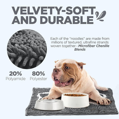 Soggy Doggy Slopmat Dog Food & Water Mat, Gray, 18X24 | Non-Slip Backing; Traps Kibble, Crumbs & Spills; Kitchen, Laundry Room, Crate-Side Use; Quick-Dry Chenille4
