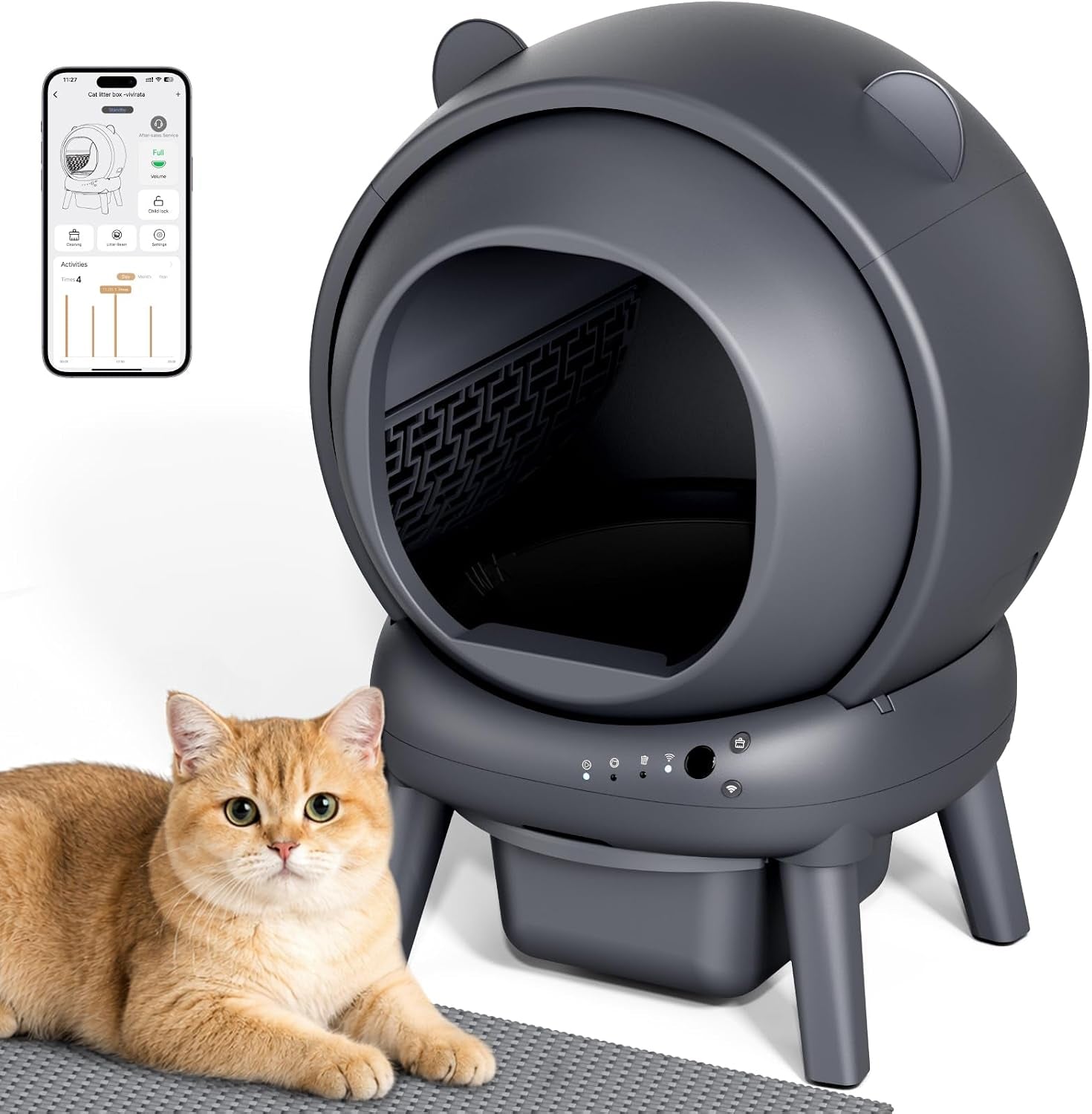 automatic-litter-box-self-cleaning-litter-box-with-app-control-large-capacity-for-multiple-cats-noise-odor-control-dual-safety-sensors-easy-maintenance-with-2-roll-garbage-bags-gray