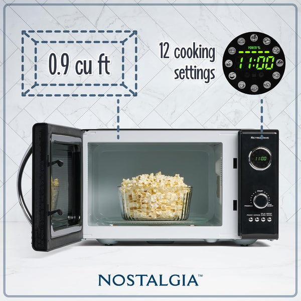 Retro Countertop Microwave Oven - Large 800-Watt - 0.9 Cu Ft & BLACK+DECKER 2-Slice Toaster, T2569B, Extra Wide Slots, 6 Shade Settings, 850 Watts, Crub Tray3