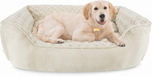 JOEJOY Rectangle Dog Bed for Large Medium Small Dogs - Washable Orthopedic Sofa Bed, Soft Breathable Puppy & Pet Cuddler, Durable Calming Dog Bed with Anti-Slip Bottom, Multiple Sizes, Beige11