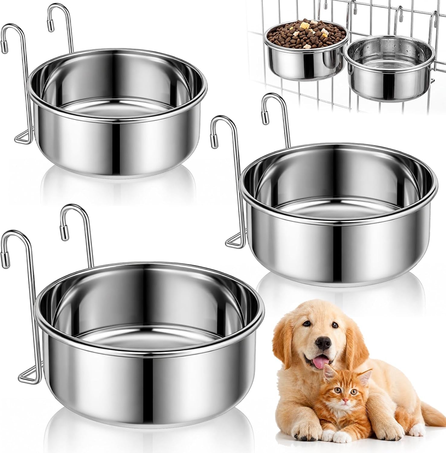 zhehao-4-pack-hanging-dog-water-and-food-bowls-for-kennel-cage-no-spill-dog-crate-water-bowl-stainless-steel-bowls-dish-for-dogs-crate-cage-accessories-35oz-50oz-65oz