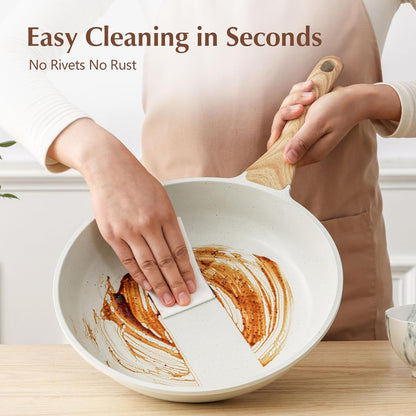8Inch Nonstick Ceramic Frying Pan with Lid, PFAS/PTFE/PFOA Free | Ceramic Omelette Pan Skillet, Healthy Non-Toxic Chef'S Pan, Induction Compatible Pan, Heat Resistant Handle7