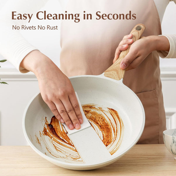 9.5Inch Nonstick Ceramic Frying Pan with Lid, PFAS/PTFE/PFOA Free | Ceramic Omelette Pan Skillet, Healthy Non-Toxic Chef'S Pan, Induction Compatible Pan, Heat Resistant Handle6