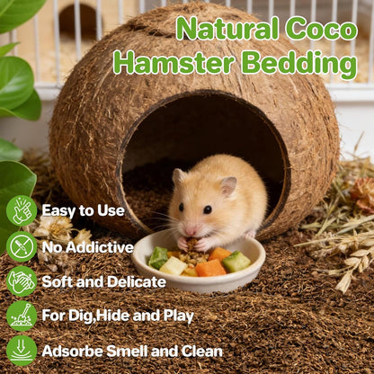 Sukh Coco Coir Hamster Bedding - Coconut Fiber Substrate for Burrowing Pets | Small Animal Litter with Odor Control for Syrian Dwarf Hamsters, Gerbils, Degus, Reptiles and Cage Habitat Enrichment5