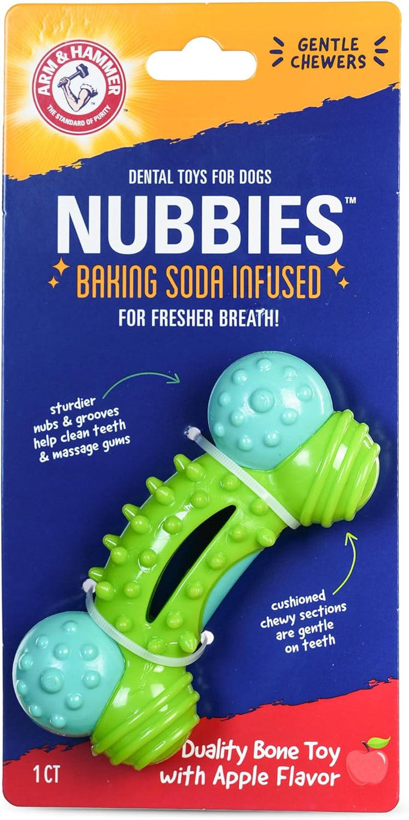 arm-and-hammer-nubbies-t-bone-dental-dog-chew-toy-with-peanut-butter-flavor-tpr-nubs-clean-teeth-and-gums-durable-nylon-chew-for-aggressive-chewers-helps-reduce-plaque-and-tartar