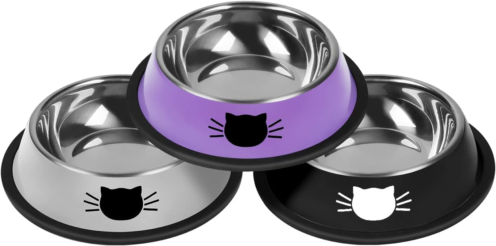 serentive-2-pcs-non-slip-stainless-steel-small-cat-food-bowls-unbreakable-thicken-7-oz-cat-dishes-indoor-removable-rubber-base-easily-clean-lovely-color