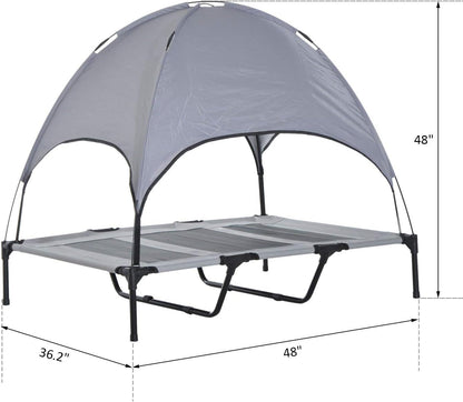 Pawhut Elevated Portable Dog Cot Cooling Pet Bed with UV Protection Canopy Shade, 48 Inch | Large Pet Bed, Outdoor Dog Cot, UV Protection Shade, Camping6