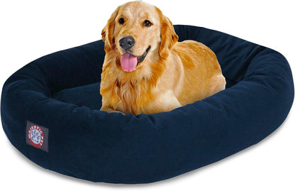 Majestic Pet 32 Inch Suede Calming Dog Bed Washable – Cozy Soft round Dog Bed with Spine Support for Dogs to Rest Their Head - Fluffy Donut Dog Bed 32X23X7 (Inch) - round Pet Bed Medium – Sage42