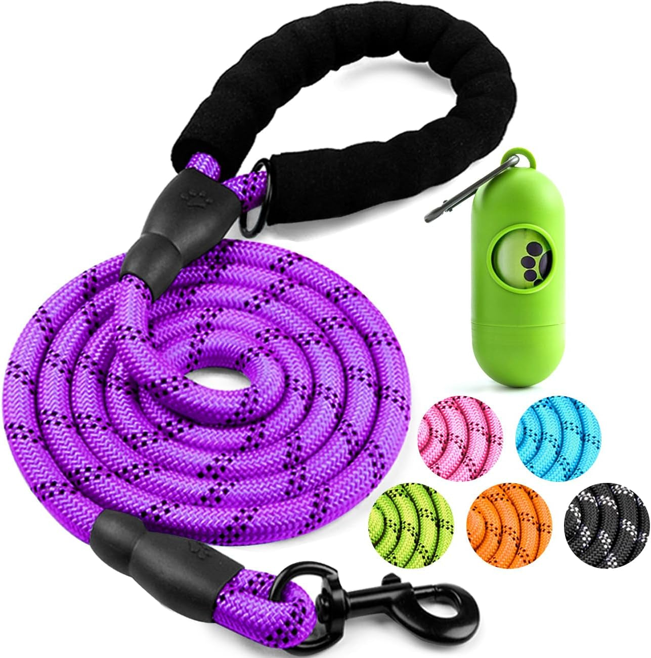 cooyoo-2-pack-dog-leash-5-ft-heavy-duty-comfortable-padded-handle-reflective-dog-leash-for-medium-large-dogs-with-collapsible-pet-bowl