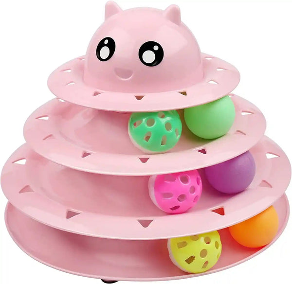 UPSKY Cat Toy Roller 3-Level Turntable Cat Toys Balls with Six Colorful Balls Interactive Kitten Fun Mental Physical Exercise Puzzle Kitten Toys11