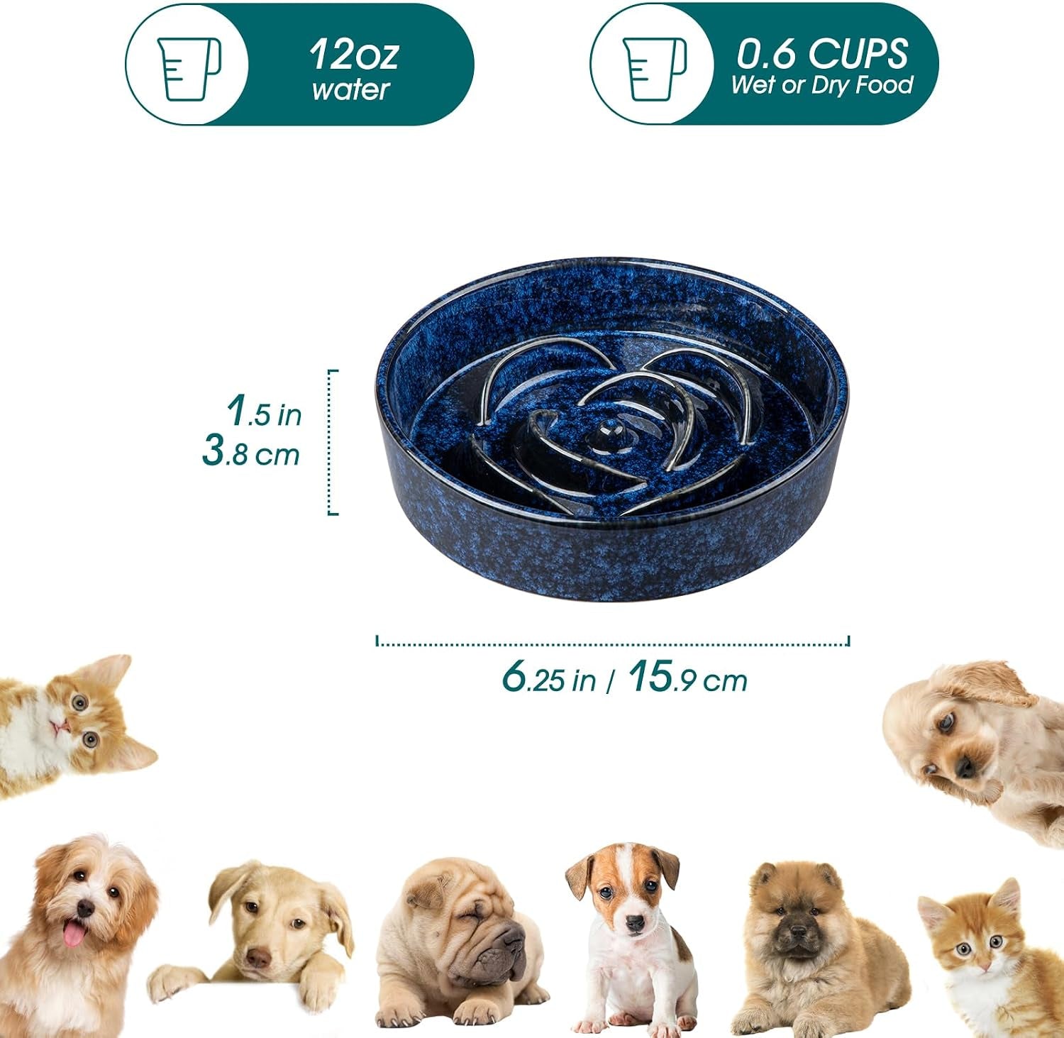 vancasso-slow-feeder-dog-bowl-0-6-cups-ceramic-dog-food-dish-for-fast-eaters-small-breed-puzzle-bowl-for-small-dogs-and-cats-blue