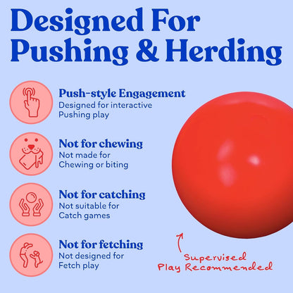 Doggie Dooley Virtually Indestructible Dog Ball - 10 Inch Hard Plastic Interactive Dog Toy for Large Breeds over 45+ Lbs - Built for Herding & Push Play - Floats in Water, Made in USA - Red3