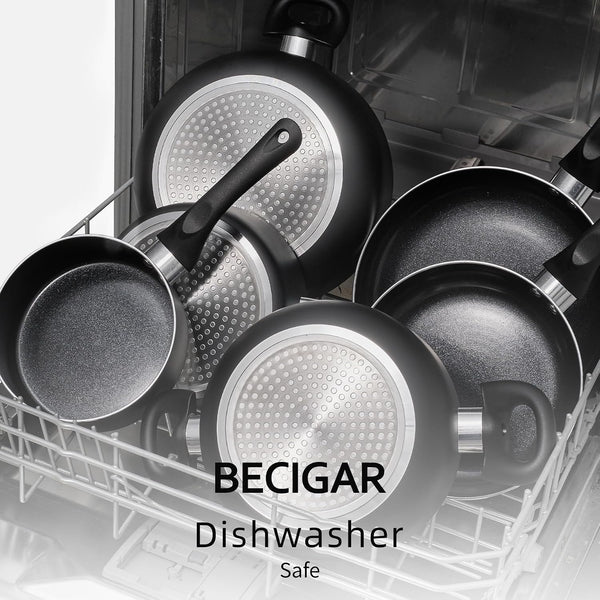 8 Pcs Ceramic Pots and Pans Set | Nonstick Cookware Set, Design for Kitchen & Camping & RV Cooking, Include Frying Pans, Saucepans with Lids, Shovel and Ladle6