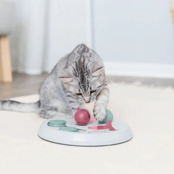 Trixie Cat Activity Flip Board – 4-Module Treat Puzzle Enrichment Toy for Mental Stimulation & Slow Feeding – Interactive Cat Toy for Indoor Cats – Berry/Gray, 9 X 9 X 2.5 In5