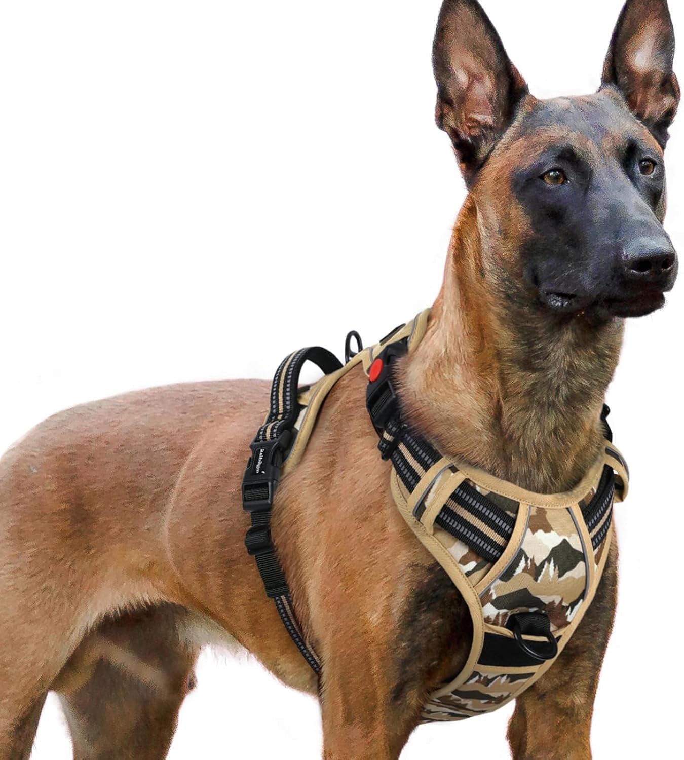 rabbitgoo-dog-harness-medium-sized-updated-easy-on-off-with-3-buckles-no-pull-no-choke-walking-with-2-clips-and-handle-adjustable-soft-reflective-blue-medium