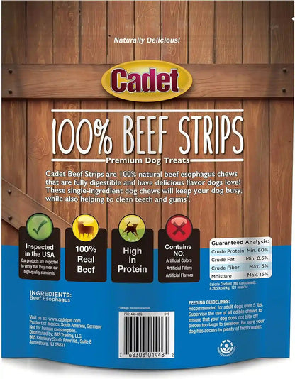 Cadet 100% Real Beef Strips Dog Treats, 8 Oz | Single Ingredient Beef Esophagus Dog Jerky, Healthy High Protein Dog Bones, Rawhide Alternative, for Small & Large Dogs7