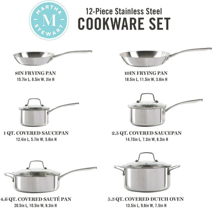 Castelle 10 Piece 18/8 Durable Stainless Steel Induction Safe Non-Toxic Triply Bottom Kitchen Pots and Pans Cookware Set - Dishwasher Safe2