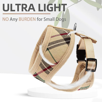 PUPTECK Soft Mesh Dog Harness Small Sized and Leash Set Pet Puppy Cat Comfort Padded Vest No Pull Harnesses, Beige, S6
