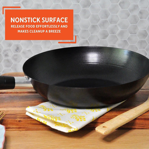9.5 Inch Carbon Steel Nonstick Wok with Cool-Touch Handle, Black | Cool-Touch Handle, Ideal for Stir Fry, Great for Everyday Meals4