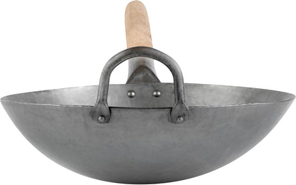 Carbon Steel Wok 1 Pack of 12 Inch Heavy-Duty Stir Fry Pan Silver Hand Hammered Wok Efficient Maneuvering Steel Helper Handle Uniform Heat Distribution Asian Cooking14