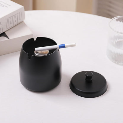 Ashtray with Lid for Cigarette, Stainless Steel Smokeless Odorless Windproof Ashtrays for Home Office Tabletop outside Patio Outdoor Balcony(3.54"X3.0"X3.38")5