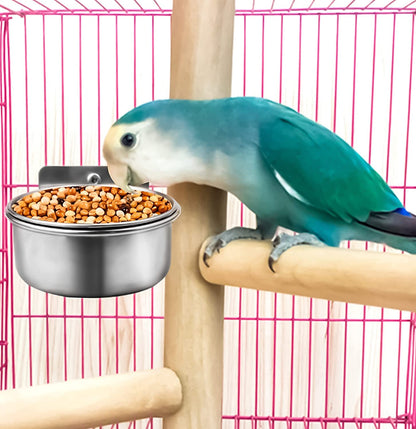 3 Pack Bird Feeding Bowls Cups Parrot Food Water Dishes, Stainless Steel Bird Bowl Cup Dish with Clamp, Birdcage Feeder Pet Cage Bowls for Cockatiel Budgie Conure Macaw Parakeet Small Animal6